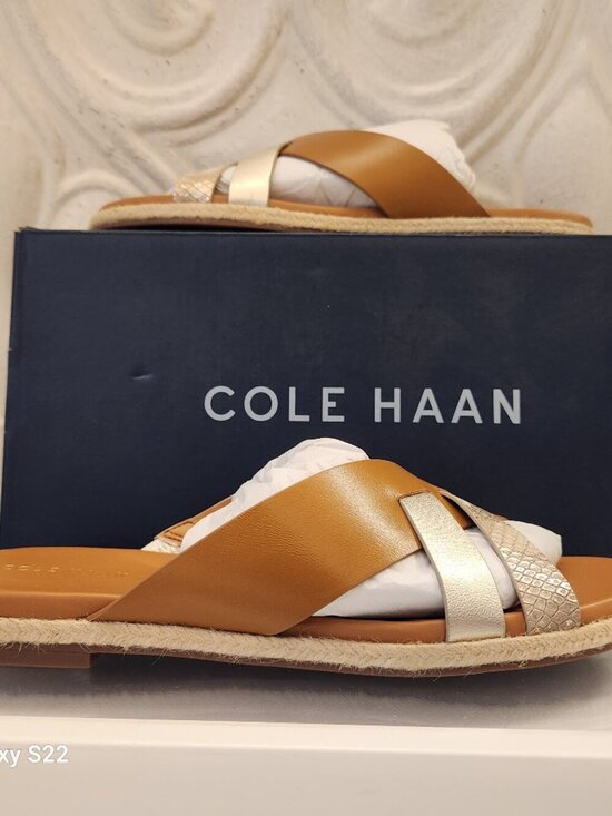 Cole Haan Shoes - Cole Haan Leather Multi Strap Slide Sandals. NIB. Size 7